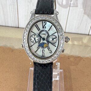 Vintage and Popular DMQ  Moon Phase Watch with Cubic Zirconia Bezel 9 inch strap